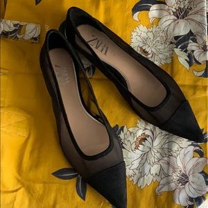 Zara Mesh and faux suede flats. NWOT